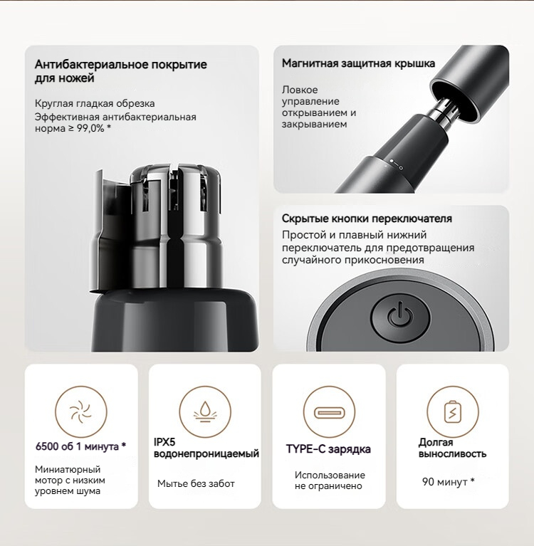 Купить триммер Xiaomi Электрический триммер для волос в носу по низкой ...